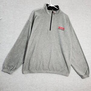 ESPN Magazine Men Sweater XL Gray Fleece 1/4 Zip Mock‎ Neck Long Sleeve